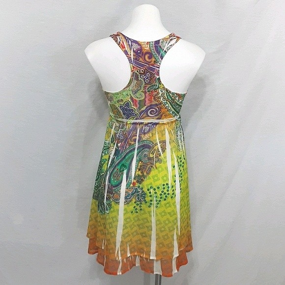 S-Twelve Multiprint Empire Waist Racerback Tunic Dress Small Boho Chic - Picture 6 of 7